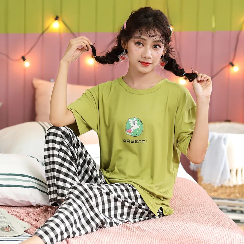 Summer Pajamas WOMEN'S Short Sleeved Long-sleeved Suit Grass Green Pegasus M -Xxl
Summer Pajamas WOMEN'S Short Sleeved Long-sleeved Suit Grass Green Pegasus M -Xxl