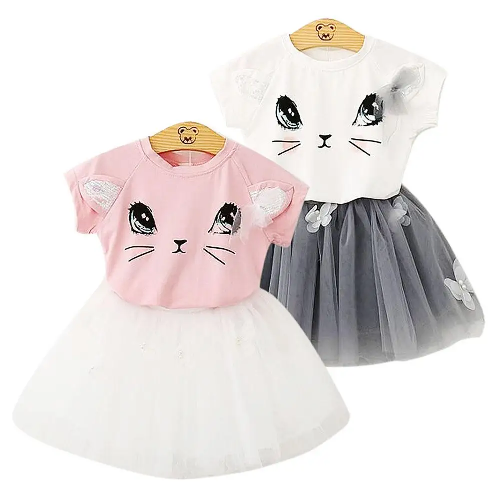Summer Kids Girl Cat Face Print Short Sleeve Soft T-Shirt Tulle Tutu Dress Set Cottons Fashion Tops t shirt
Summer Kids Girl Cat Face Print Short Sleeve Soft T-Shirt Tulle Tutu Dress Set Cottons Fashion Tops t shirt