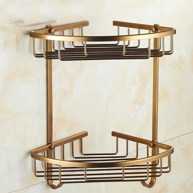 Greenish Blue Bronze Alumimum Double Layer with Hook Bathroom Rack Vintage Bathroom Sanitary Ware Triangular Corner Storage Rack
Greenish Blue Bronze Alumimum Double Layer with Hook Bathroom Rack Vintage Bathroom Sanitary Ware Triangular Corner Storage Rack