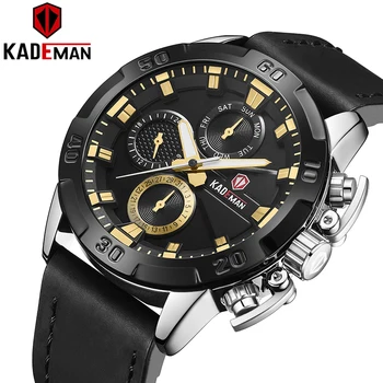KADEMAN Men Business Watch Reloj Hombre Luxury Leather Strap Chronograph Military Quartz Week Date Sport Clock Relogio Masculino
KADEMAN Men Business Watch Reloj Hombre Luxury Leather Strap Chronograph Military Quartz Week Date Sport Clock Relogio Masculino