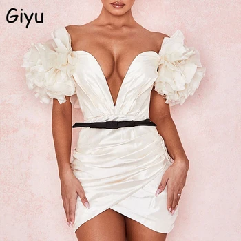Giyu Sexy Club Party Satin Dress Women 2020 Summer Mini Bodycon Dresses Elegant Floral Petal Sleeve Ruch Bodycon Vestidos White
Giyu Sexy Club Party Satin Dress Women 2020 Summer Mini Bodycon Dresses Elegant Floral Petal Sleeve Ruch Bodycon Vestidos White