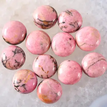 

16MM Round CAB Cabochon Natural Gem Stone Pink Rhodonite No Drilled Hole Beads For Jewelry Making Bracelet Earring 10Pcs K921