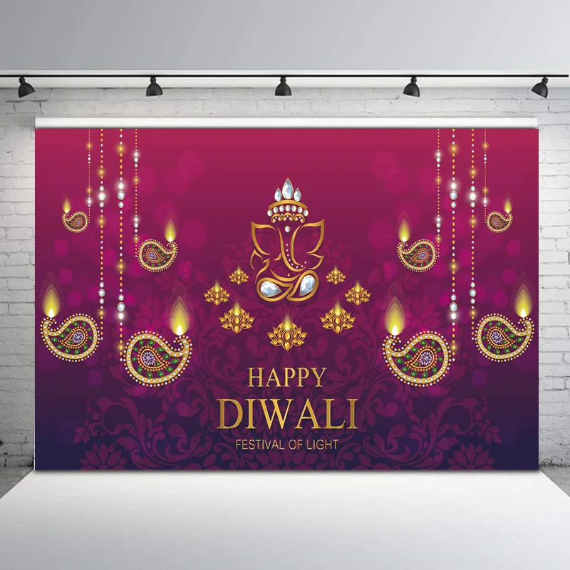 Фотофон NeoBack Happy Diwali с каплями воды и бриллиантами в стиле ретро красный цветами
