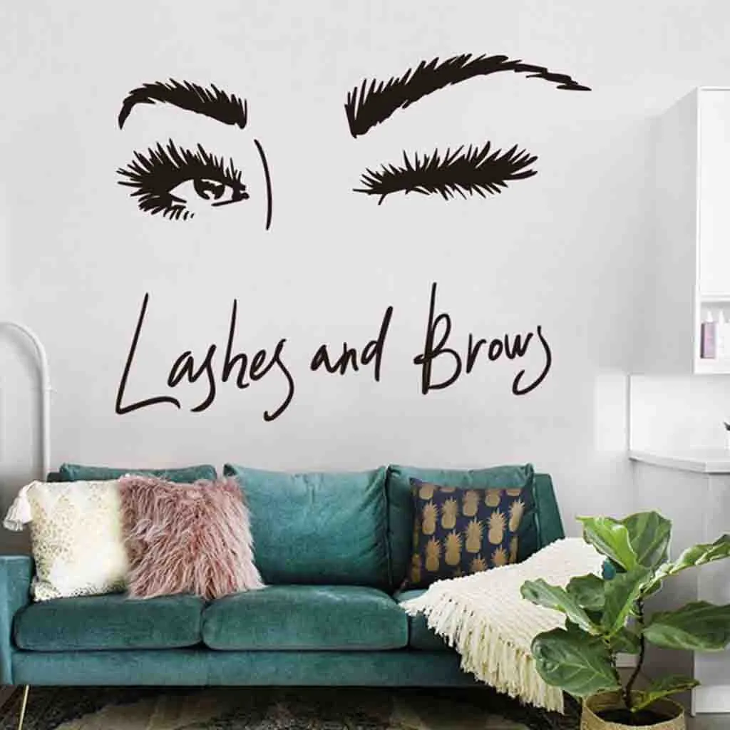 Eye Lashes Extensions Wall Sticker Art Beauty Salon Eyebrows Make Up Decor room decoration accessories wall sticker | Дом и сад