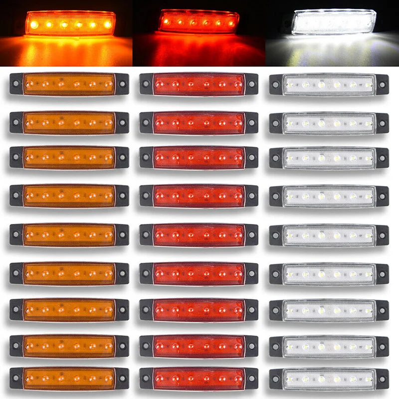 30pcs 12/24V 6 LED Red+White+Yellow Truck Trailer Pickup Side Marker Indicators Light Indicators Signal Light Lamps
30pcs 12/24V 6 LED Red+White+Yellow Truck Trailer Pickup Side Marker Indicators Light Indicators Signal Light Lamps