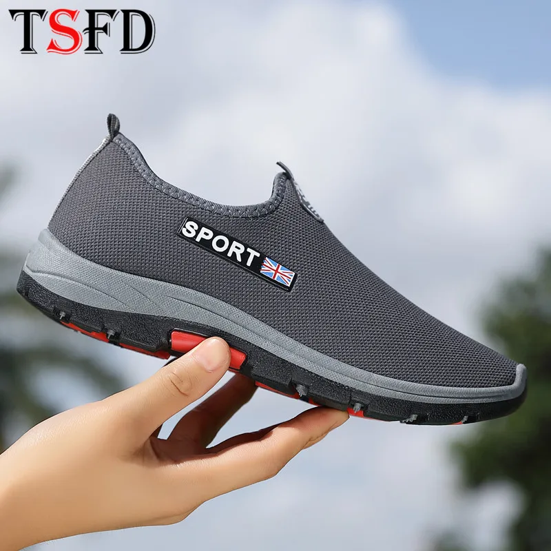 

Slip-on Running shoe mesh mens sneakers low top Sport shoes male flat sports shoes men summer walking shoe big size Trainers v25