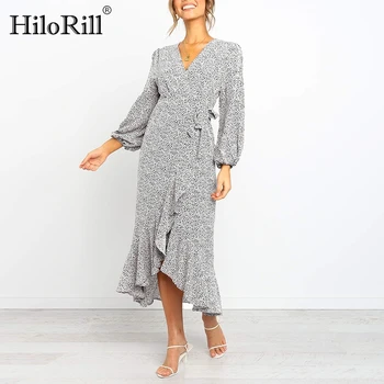 Women Casual Dot Print Long Dresses 2020 Boho Split V Neck Beach Maxi Dress Three Quarter Sleeve Elegant Ruffle Wrap Dress
Women Casual Dot Print Long Dresses 2020 Boho Split V Neck Beach Maxi Dress Three Quarter Sleeve Elegant Ruffle Wrap Dress