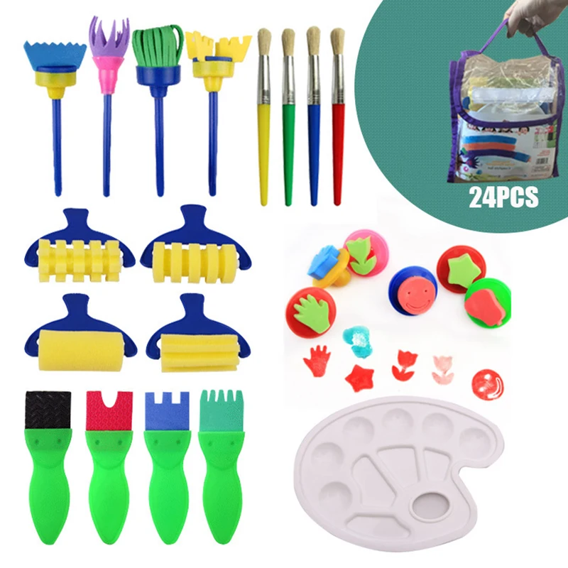 Hot sale 24 pcs Children Sponge Paint Brushes Drawing Tools for Children Early Painting Arts Crafts DIY
Hot sale 24 pcs Children Sponge Paint Brushes Drawing Tools for Children Early Painting Arts Crafts DIY