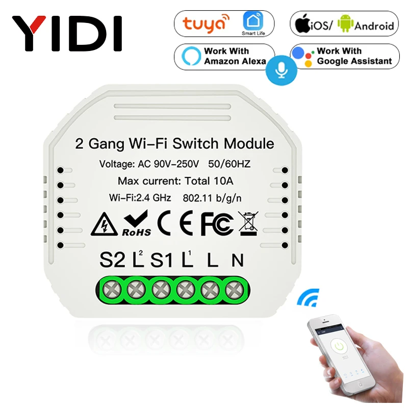 2 банды DIY Wifi умный светильник выключатель модуль умная жизнь Tuya приложение