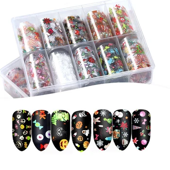 10 Rolls Halloween Christmas Nail Art Transfer Foil Sticker Wraps 4*120cm Mixed Styles Nail Decorations Manicure Accessories 
10 Rolls Halloween Christmas Nail Art Transfer Foil Sticker Wraps 4*120cm Mixed Styles Nail Decorations Manicure Accessories