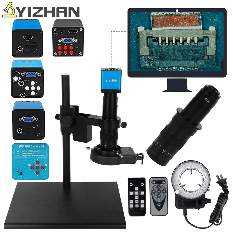 HDMI VGA Industrial Microscope Camera 16MP 720P/1080P 60F/S LED Ring Light 180X C mount lens Jewelry repair Phone chip repair
HDMI VGA Industrial Microscope Camera 16MP 720P/1080P 60F/S LED Ring Light 180X C mount lens Jewelry repair Phone chip repair