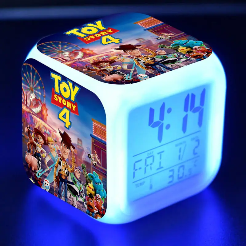 Toy Story 4 Anime Figure Model LED Alarm CLock Colorful Flash Touch Light Temperature Woody Buzz lightyear Cartoon Figuras Toys
Toy Story 4 Anime Figure Model LED Alarm CLock Colorful Flash Touch Light Temperature Woody Buzz lightyear Cartoon Figuras Toys