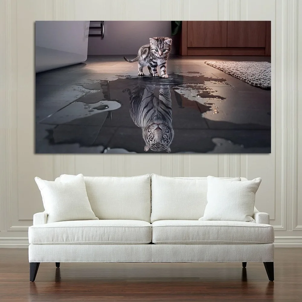Creative Reflection Canvas Painting Cat Reflection Tiger Animal Print Posters Personality Home Decoration Wall Art Pictures
Creative Reflection Canvas Painting Cat Reflection Tiger Animal Print Posters Personality Home Decoration Wall Art Pictures