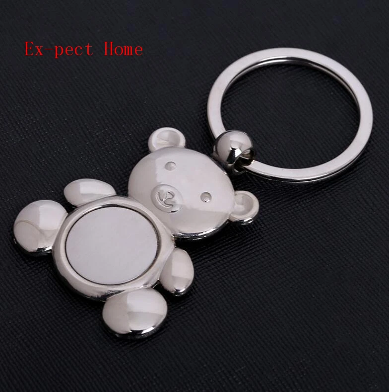 

200pcs Cute Metal Bear Keychains Zinc Alloy Blank Bear Keyrings Gifts Birthday Party Favor For Girl