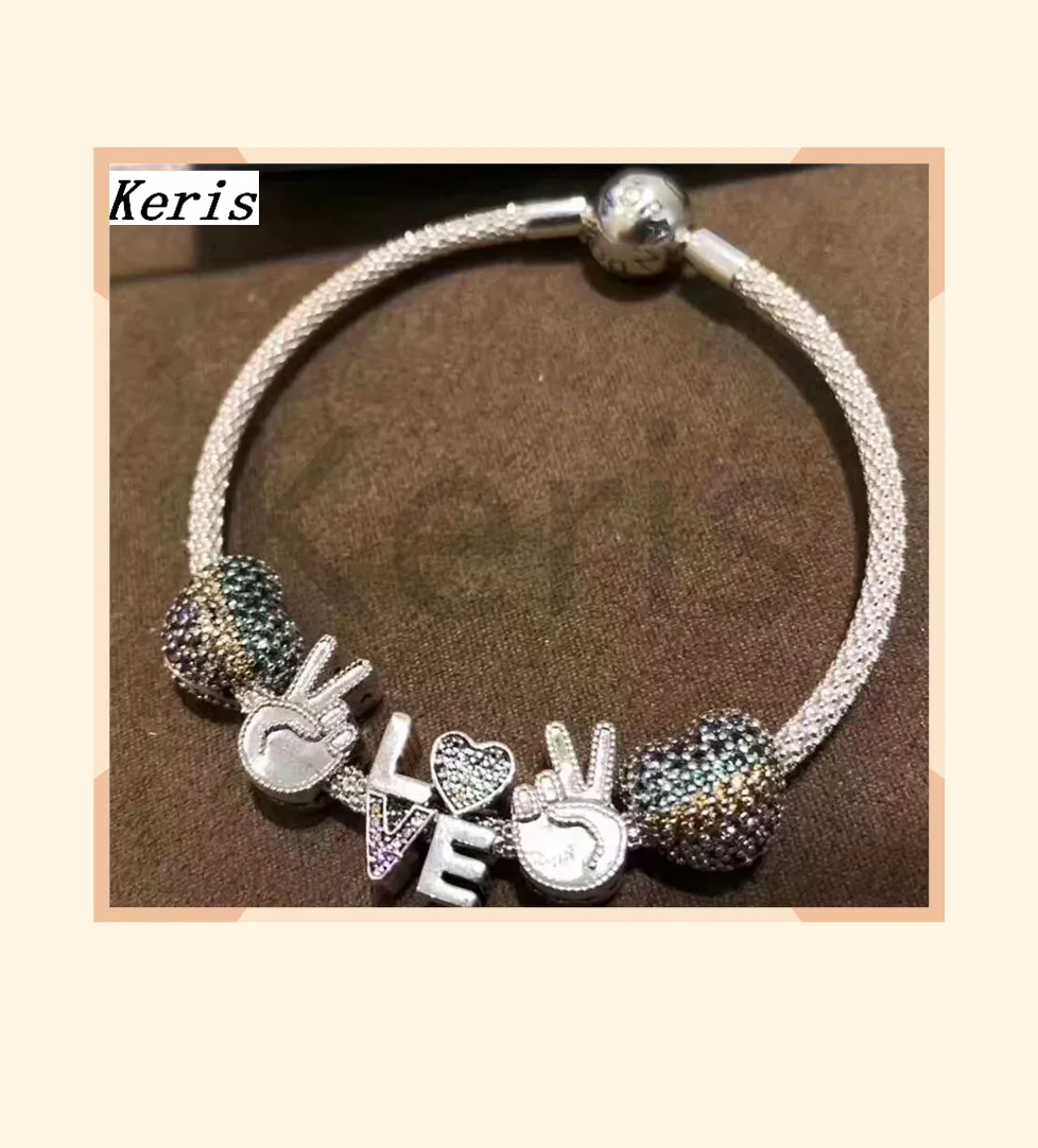 High Quality 1:1 100% Silver New Jewelry Set Heart Gesture Pattern String Bracelet Free Delivery | Украшения и аксессуары