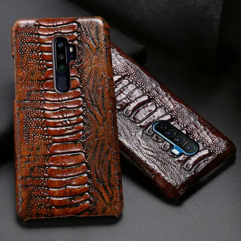 Genuine Leather Phone Case For Realme 3 5 6 X Lite XT X2 X50 Pro Q Cases Ostrich Foot Texture Comfortable feel Back Cover Funda