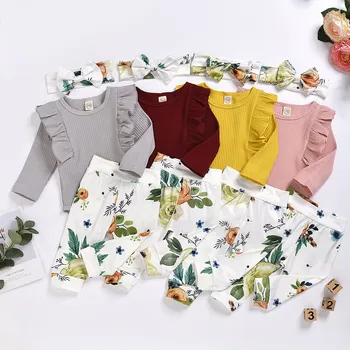Baby Girl Winter Clothes Set Infant Clothing Ruffles Solid Romper Bodysuit+floral Pants+headband Outfits Newborn Set Infantil
Baby Girl Winter Clothes Set Infant Clothing Ruffles Solid Romper Bodysuit+floral Pants+headband Outfits Newborn Set Infantil