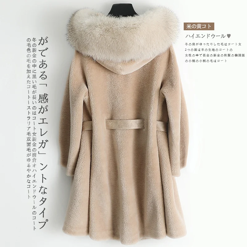 AYUNSUE/зимнее пальто с натуральным мехом женская одежда шерстяная куртка капюшоном