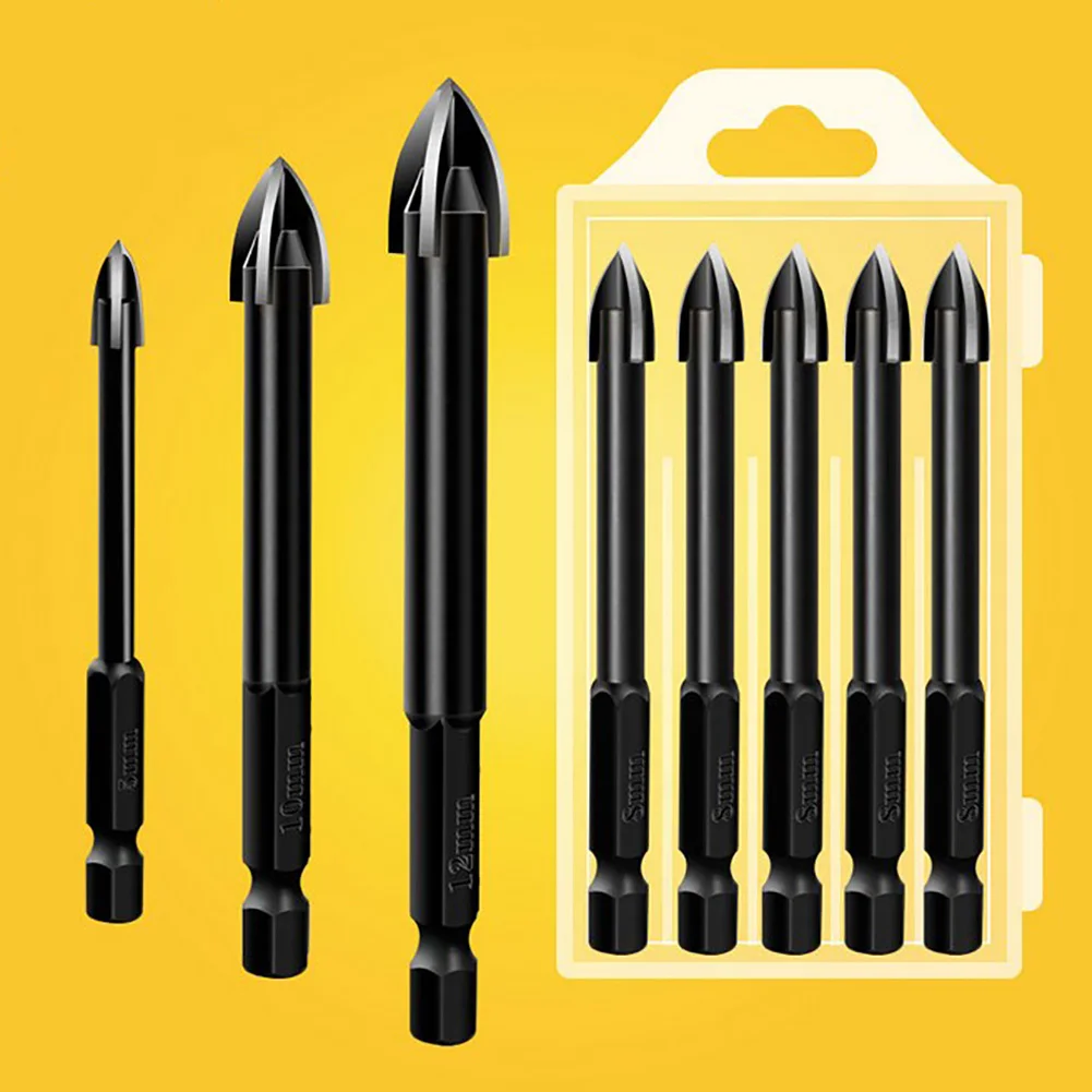 6pc/set Tungsten Steel Glass Drill Bit Set Alloy Carbide Point With 4 Cutting Edges Tile Plastic Cross Spear Head Drill Bits
6pc/set Tungsten Steel Glass Drill Bit Set Alloy Carbide Point With 4 Cutting Edges Tile Plastic Cross Spear Head Drill Bits