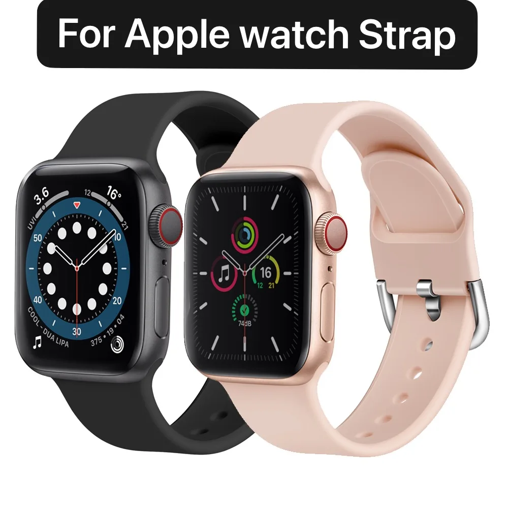 Ремешок силиконовый для Apple watch 44 мм 42 40 38 спортивный сменный Браслет iwatch 6 5 4 3 2 1 SE |
