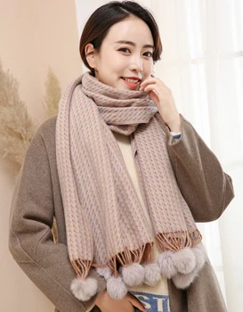 New women Cashmere scarf Fashion women Plaid With Real Rabbit Fur Pom Pom shawl and wraps bandana female foulard tassel stock
New women Cashmere scarf Fashion women Plaid With Real Rabbit Fur Pom Pom shawl and wraps bandana female foulard tassel stock