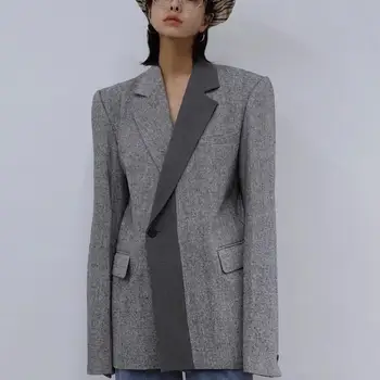 2020 spring new fashion ol patchwork blazer women notched loose handsome suit jacket 
2020 spring new fashion ol patchwork blazer women notched loose handsome suit jacket