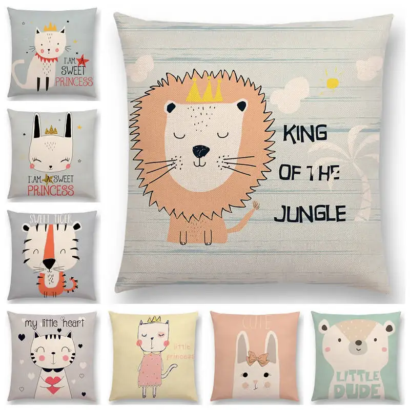 Cute Cartoon Animals Forest Nature Bear Rabbit Cat Penguin Lion Tiger Bee Happy Cushion Cover Decorative Pillow Case 
Cute Cartoon Animals Forest Nature Bear Rabbit Cat Penguin Lion Tiger Bee Happy Cushion Cover Decorative Pillow Case