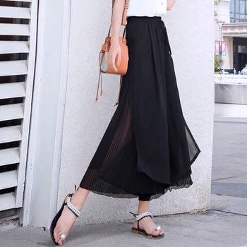 New Chiffon Slit Nine Wide Leg Pants Summer High Waist Drape Casual Loose Culottes Female Solid Loose Bohemia Skirt Pants 882F
New Chiffon Slit Nine Wide Leg Pants Summer High Waist Drape Casual Loose Culottes Female Solid Loose Bohemia Skirt Pants 882F