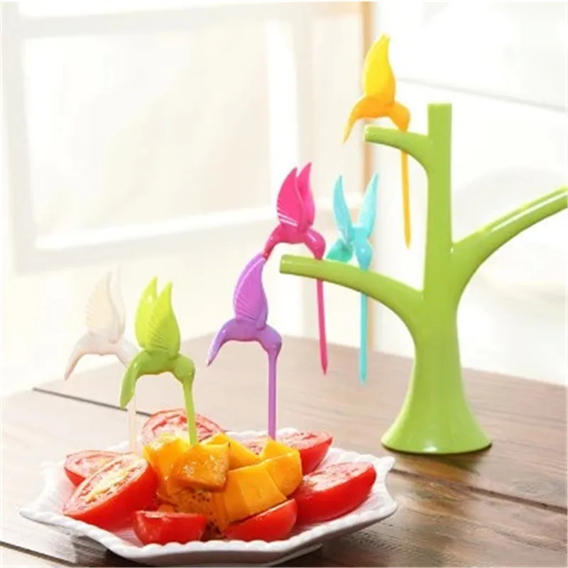 6 pcs +1 Stand Birds Tree Shape Fruits Fork Plastic Vegetable Fork Fruit Snack Dessert Forks Holder For Party
6 pcs +1 Stand Birds Tree Shape Fruits Fork Plastic Vegetable Fork Fruit Snack Dessert Forks Holder For Party