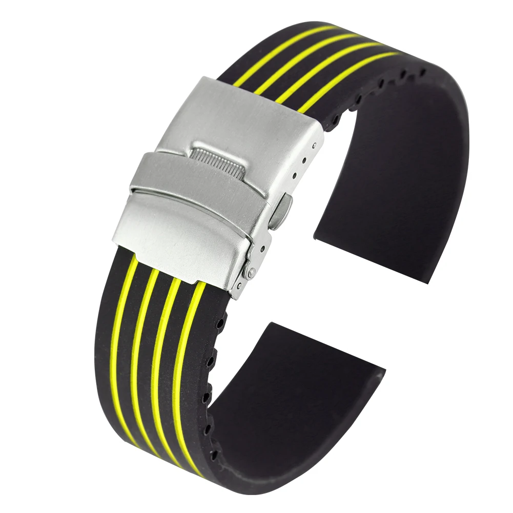 18MM 20MM 22MM 24MM Silicone Watch Strap Folding Clasp Fashion Yellow Watchband Waterproof Wristwatch Band cinturino orologio
18MM 20MM 22MM 24MM Silicone Watch Strap Folding Clasp Fashion Yellow Watchband Waterproof Wristwatch Band cinturino orologio