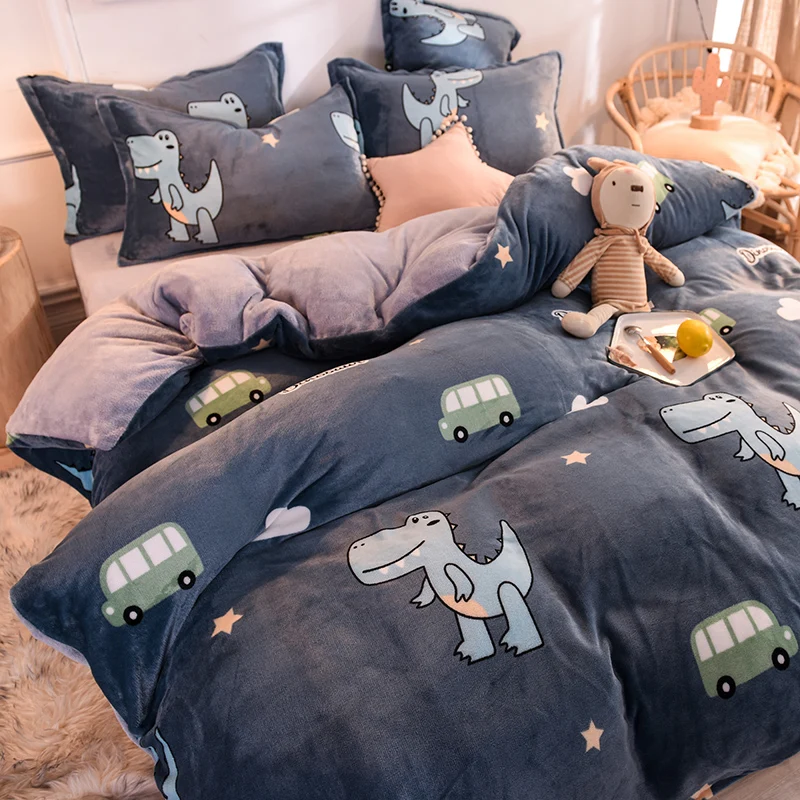 Coral Fleece Four-Piece Bedding Set Three Winter Thick Double-Sided Milk Flannel Quilt Cover Bed Sheet Double Dormitory
Coral Fleece Four-Piece Bedding Set Three Winter Thick Double-Sided Milk Flannel Quilt Cover Bed Sheet Double Dormitory