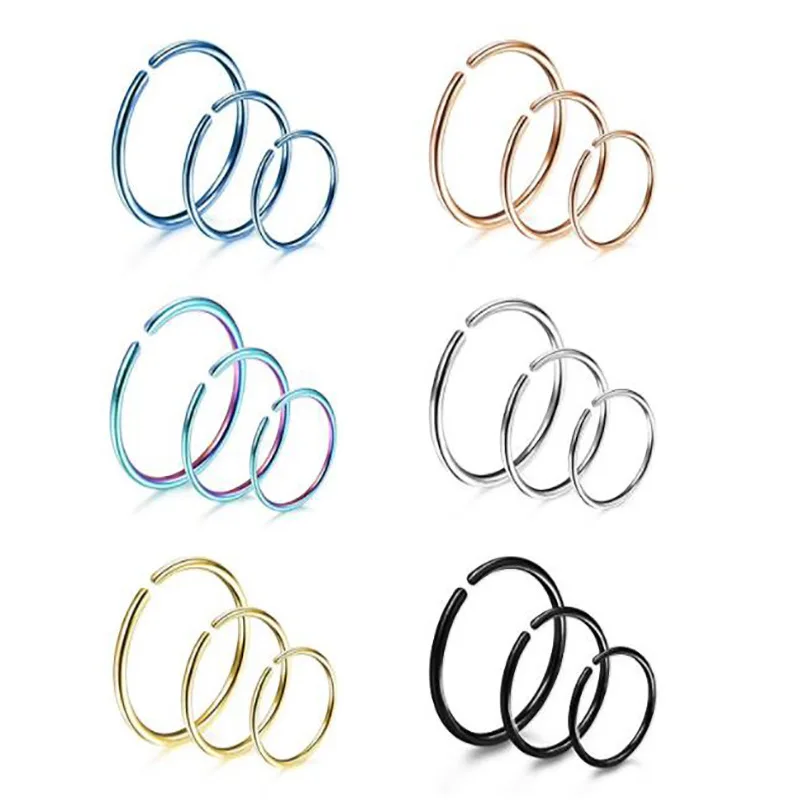 1 pcs New Arrival Surgical Steel 0.8mm Cartilage Piercing Stud Thin Small Nose Ring Hoop Fashion Jewelry 3 sizes and colors
1 pcs New Arrival Surgical Steel 0.8mm Cartilage Piercing Stud Thin Small Nose Ring Hoop Fashion Jewelry 3 sizes and colors