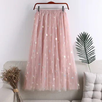 ZCWXM Sequined A-line Skirt Women Solid Elegant Korean Spring Summer All Match Long Skirts A-line High Waist Faldas Fashion 
ZCWXM Sequined A-line Skirt Women Solid Elegant Korean Spring Summer All Match Long Skirts A-line High Waist Faldas Fashion
