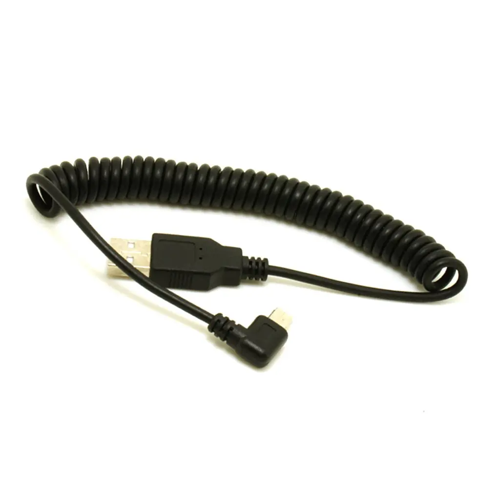 1pc USB 2.0 A Male to Mini USB 5 Pin Right Angled 90 Degree Spiral Coiled Adapter Cord Cable 5ft for MP3 Players Digital Cameras