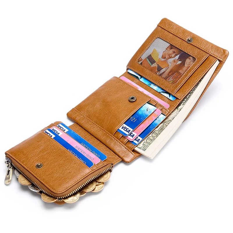 Genuine Leather Security RFID Vintage Wallet Men with Coin Pocket Short Wallets Small Zipper Walet with Card Holders Man Purse
Genuine Leather Security RFID Vintage Wallet Men with Coin Pocket Short Wallets Small Zipper Walet with Card Holders Man Purse
