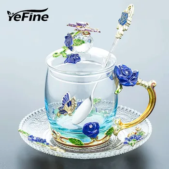 YeFine 320 & 350ML Heat Resistant Glass Cup Enamelled Handle Transparent Glass Tea Cups With Saucer And Lid Spoon
YeFine 320 & 350ML Heat Resistant Glass Cup Enamelled Handle Transparent Glass Tea Cups With Saucer And Lid Spoon