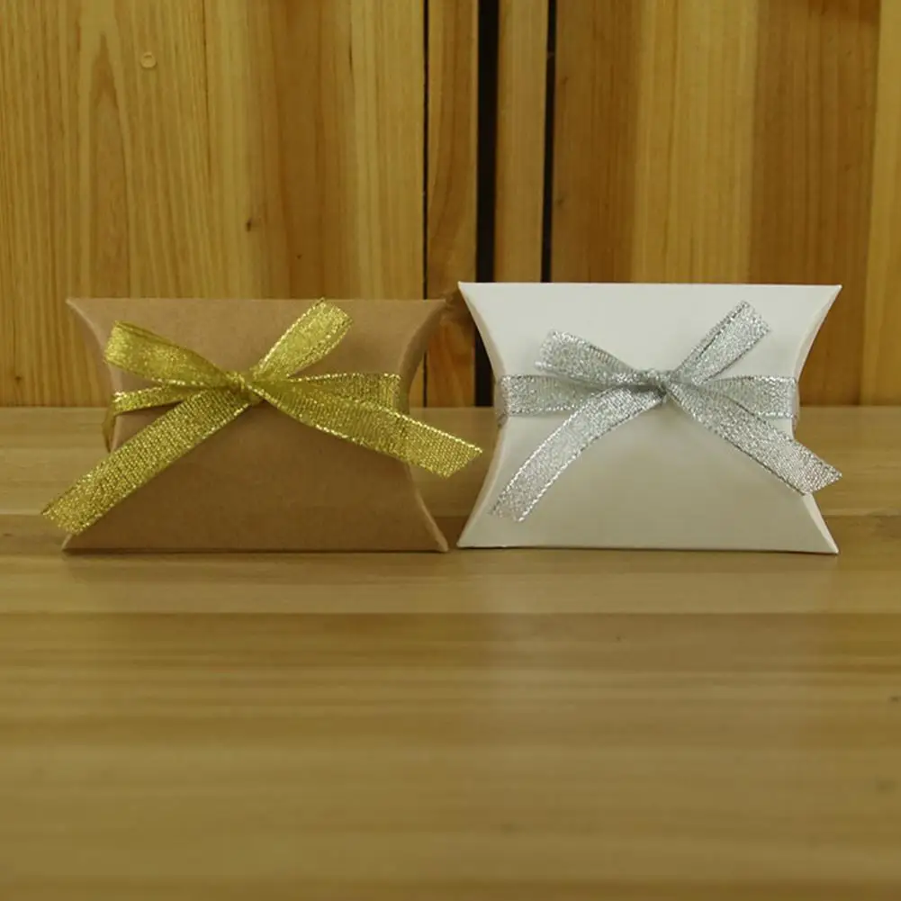 50pcs kraft paper pillow shape wedding favor gift box party