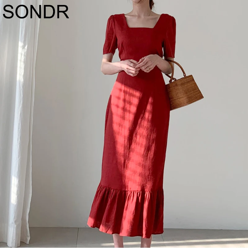 One Piece Cotton Linen Party Women'S Dress 2020 Summer Fashion Korea Vintage Dress Casual Square Collar High Waist Dresses
One Piece Cotton Linen Party Women'S Dress 2020 Summer Fashion Korea Vintage Dress Casual Square Collar High Waist Dresses