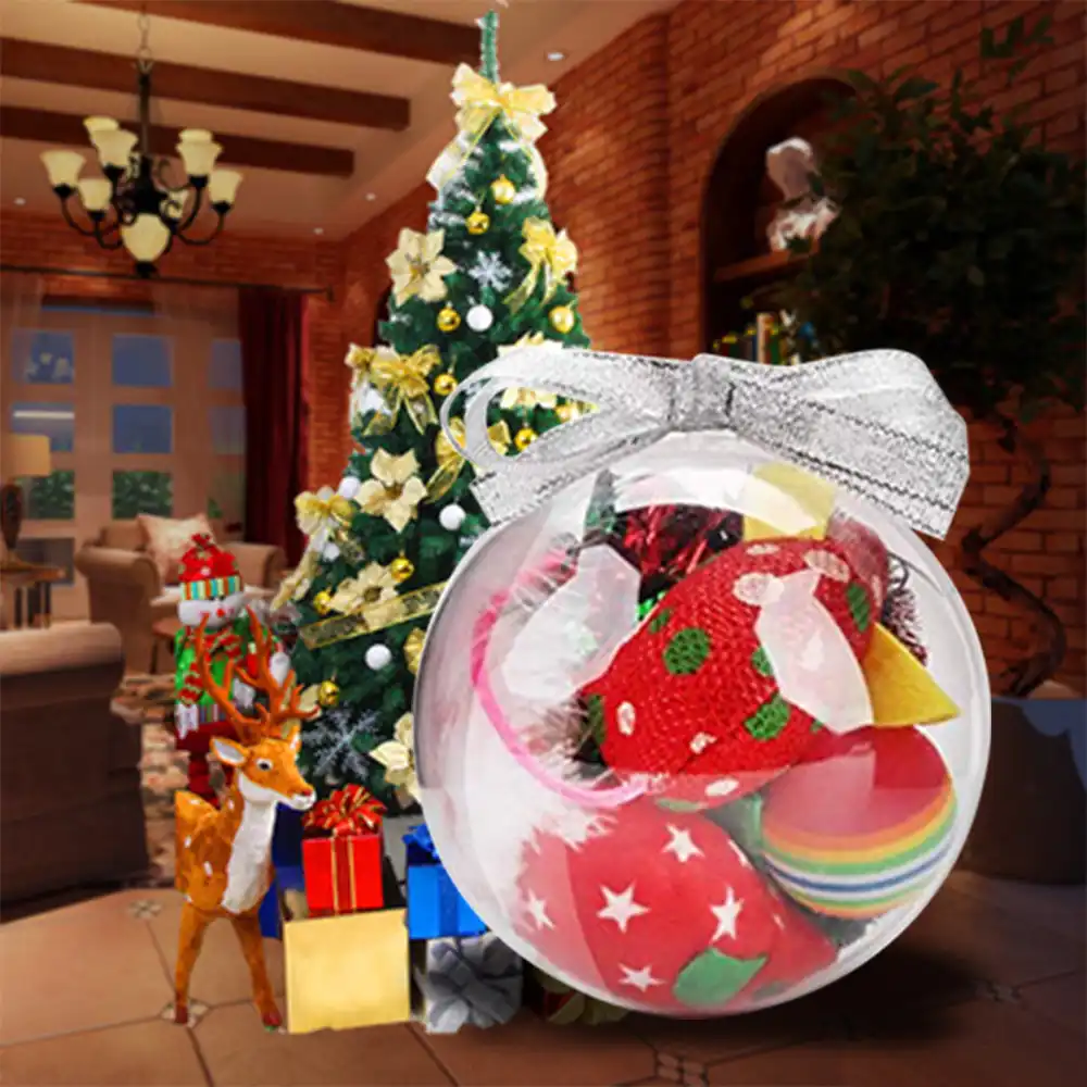mice glitter spring cat ball toy cat teaser christmas plastic