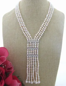 Handmade beautiful 5-6mm white freshwater cultured pearl micro inlay zircon accessories sweater necklace long 45-47cm
Handmade beautiful 5-6mm white freshwater cultured pearl micro inlay zircon accessories sweater necklace long 45-47cm