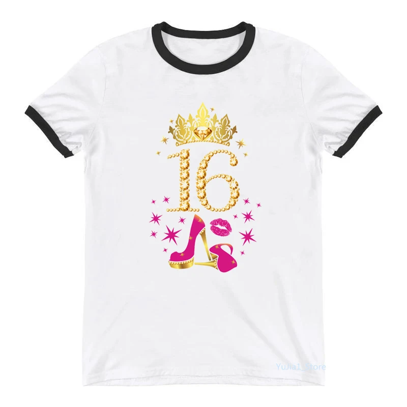 Tshirts Women 16th Birthday Gift Crown T Shirt Femme High Shoes Star Queen T-Shirt Female Summer Tops Fashion Clothes
Tshirts Women 16th Birthday Gift Crown T Shirt Femme High Shoes Star Queen T-Shirt Female Summer Tops Fashion Clothes