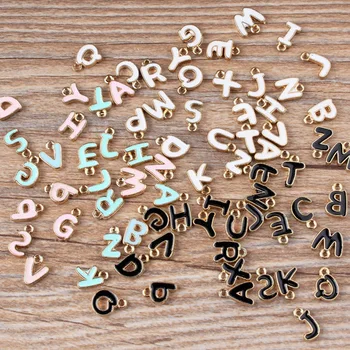 

High Quality 4 Colour 8*12mm Alloy Letters Charms Alphabet Initial Bracelet Charm Pendant for DIY Jewelry Making Floating Charms