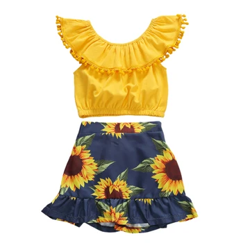 Pudcoco 2Pcs Toddler Baby Girls Outfits Kids Ruffle Off Shoulder Crop Tops + Floral Sunflower Mini Skirts Summer Clothes Set
Pudcoco 2Pcs Toddler Baby Girls Outfits Kids Ruffle Off Shoulder Crop Tops + Floral Sunflower Mini Skirts Summer Clothes Set