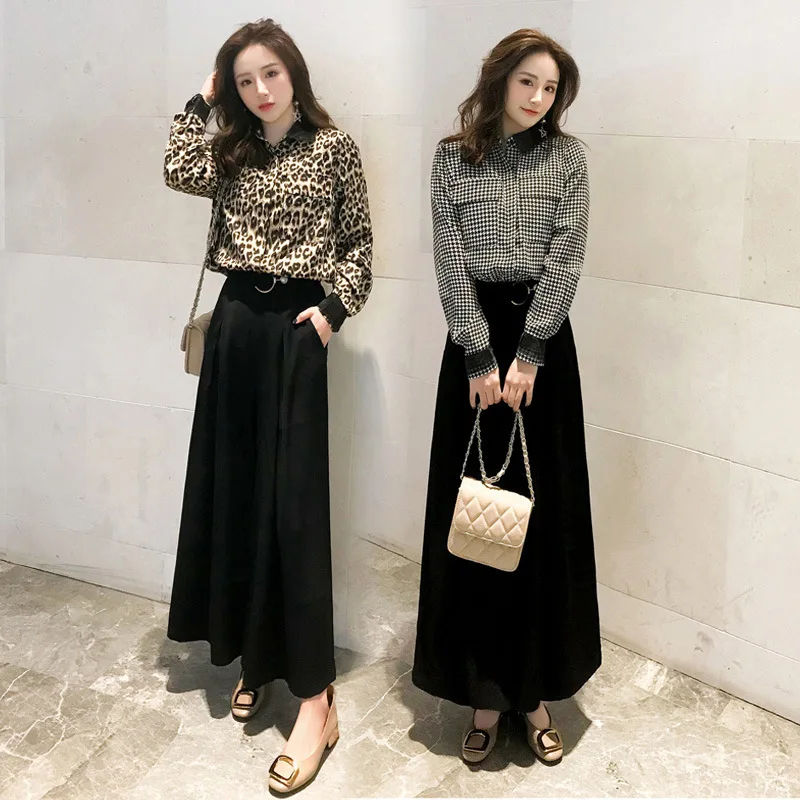 

2019 New Style WOMEN'S Dress Spring Clothing Graceful Set Pattern Tops Loose Pants Culottes Goddess-Style Two-Piece Set Western