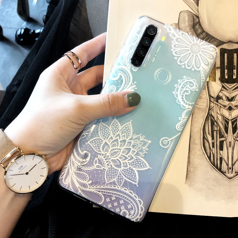 Милый кружевной чехол для телефона Xiaomi Redmi Note 8 9 S Pro с белым кружевом мягкая