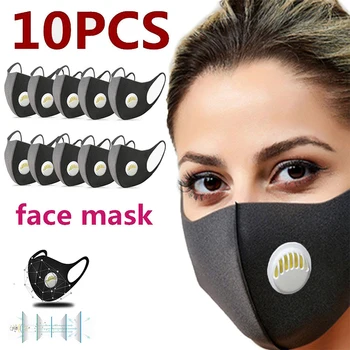 10Pcs Breathing Valve Black Sponge Mask Anti-pollution Face Mask Washable Reusable Muffle Filter Respirator Anti Dust Mouth Mask 
10Pcs Breathing Valve Black Sponge Mask Anti-pollution Face Mask Washable Reusable Muffle Filter Respirator Anti Dust Mouth Mask