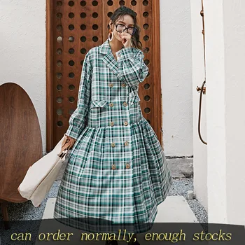 LANMREM can ship 2020 Women's clothes green Lattice Windbreaker style dresses Loose big Pendulum double breasted dress YH956
LANMREM can ship 2020 Women's clothes green Lattice Windbreaker style dresses Loose big Pendulum double breasted dress YH956
