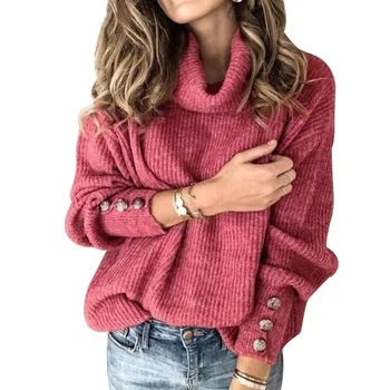 Knitted Autumn Winter Puff Sleeve Women Sweater Basic Fashion Warm Casual Solid Turtleneck Slim Fit With Buttons Thickened Daily
Knitted Autumn Winter Puff Sleeve Women Sweater Basic Fashion Warm Casual Solid Turtleneck Slim Fit With Buttons Thickened Daily