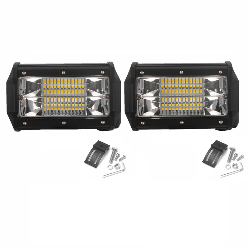 

2pcs ECAHAYAKU 5 inch Led Work Light Bar 72w 6000K IP68 12V Bar Light for Offroad trucks Mining SUV Motorcycle 4x4 boat forklift