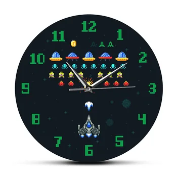 Retro Video Game Space Alien Invader Pixel Spaceship Kids Room Wall Decor Clock Arcade Video Game Printed Acrylic Wall Watch
Retro Video Game Space Alien Invader Pixel Spaceship Kids Room Wall Decor Clock Arcade Video Game Printed Acrylic Wall Watch